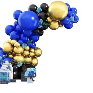 105Pcs蓝色黑色金色气球链套装生日派对背景板装饰