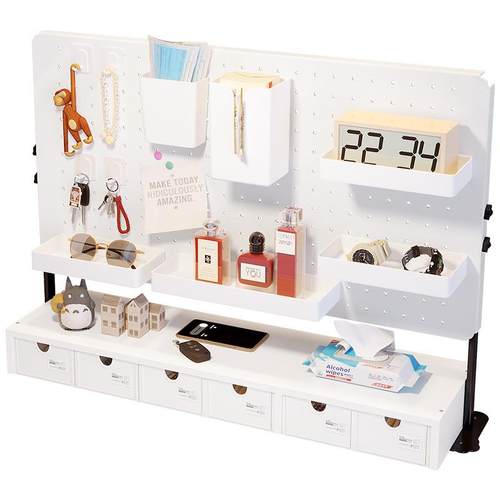 入户洞洞板置物架桌面抽屉式摆件放置架免打孔玄关钥匙收纳架台置