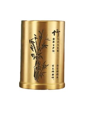 黄铜桌面笔筒摆件家用创意高档牙签罐牙签筒笔筒办公室高档铜笔筒