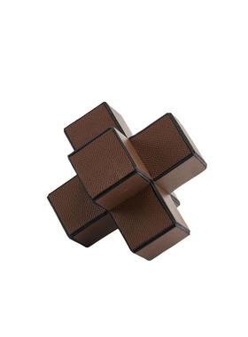 创意简约十字马毛皮革摆件书房客厅桌面样板间电视柜茶几酒柜软装