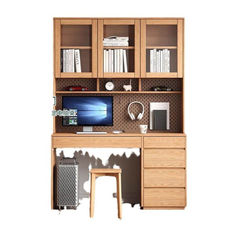 全实木橡木书桌书架一体带抽屉一米学习桌儿童现代小户型书柜书房,住宅家具,书桌,淘宝优惠券,粉丝福利购,淘宝优惠卷
