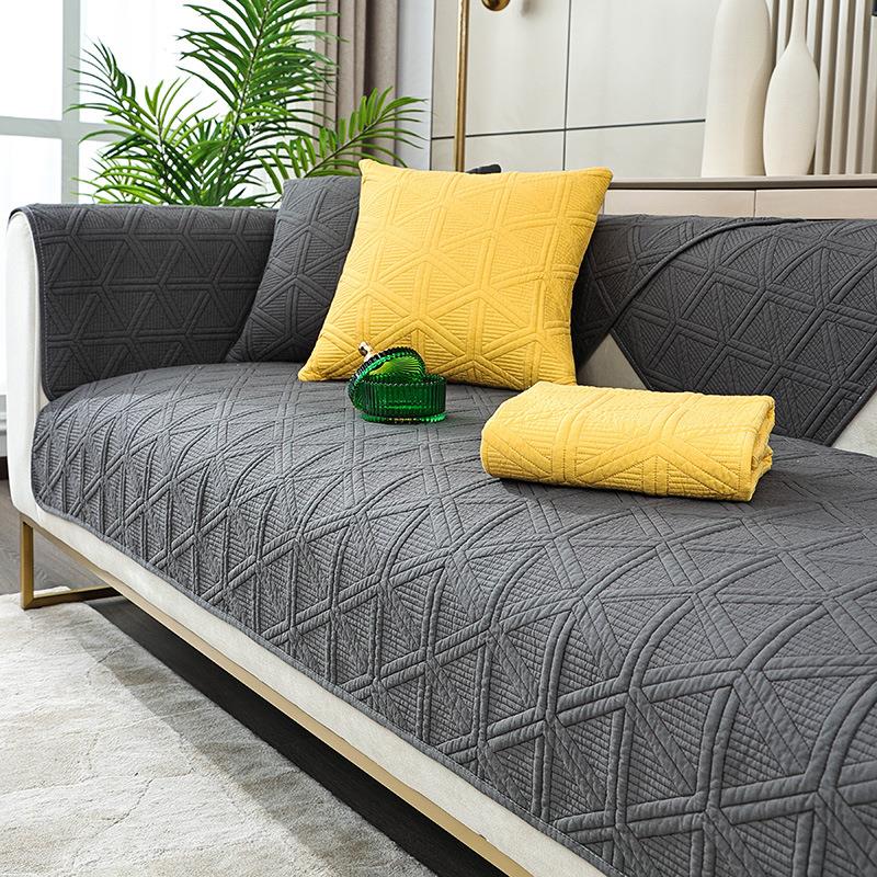北欧简沙发垫纯防棉四季爱恋通用现代约纯色滑坐垫子皮沙发套罩布