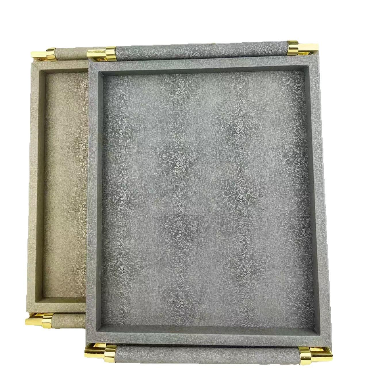 装欧式约高档皮革金属托盘样EQA品间家居简茶盘饰盘欧式高档果盘