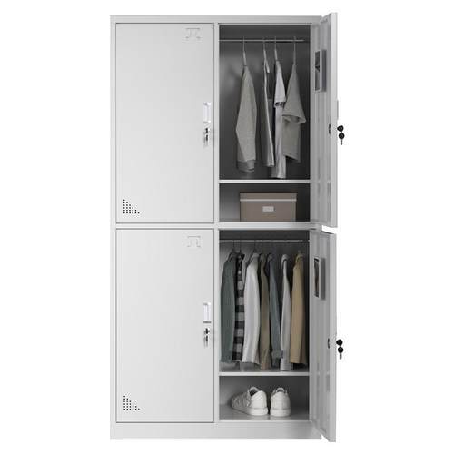 铁皮更衣柜宿舍储物柜带锁工厂员工二三四六门窄边拆装套色钢制柜