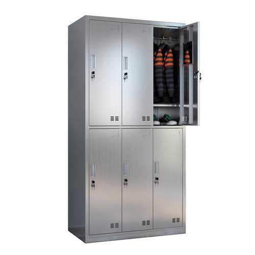 304不锈钢更衣柜宿舍浴室食品厂无尘净化车间带锁六门员工储物柜