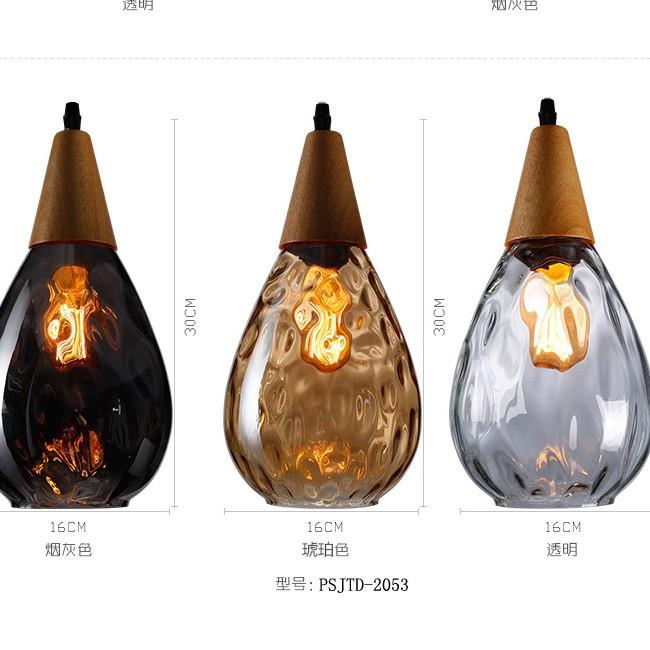北欧水纹玻璃吊灯创意复古餐厅吧台灯现代简约酒吧咖啡厅单头吊灯