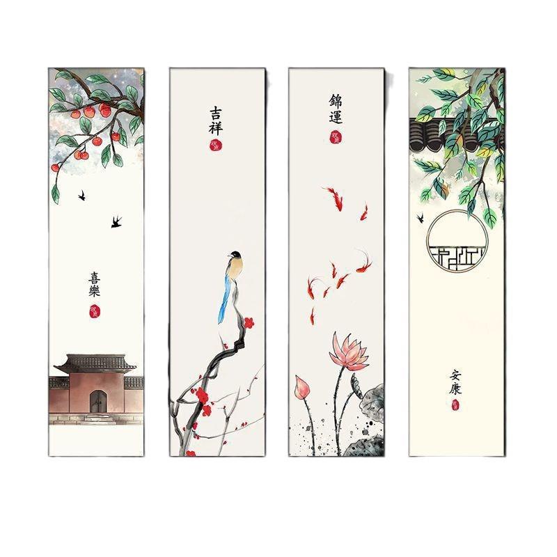 大芬油画村挂画客厅中式梅兰竹菊装饰画四联水墨荷花国画书房茶室