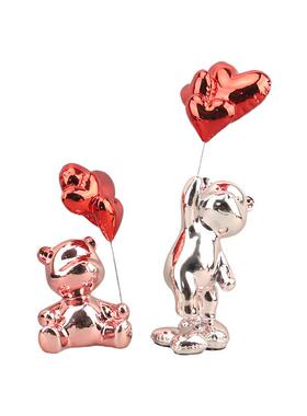 欧式创意爱心电镀气球熊摆件客厅玄关茶几电视柜办公室家居装饰品