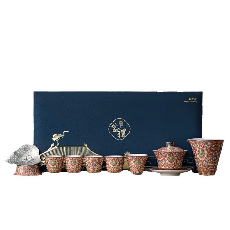 黄旭东金奖作品手工掐丝银彩功夫茶具套装掐丝珐琅彩茶具