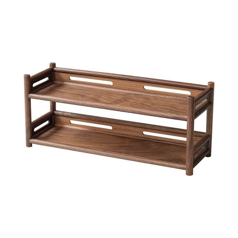 北美黑胡桃木双层壶架南美胡桃木置物架功夫茶具收纳架紫砂茶壶架