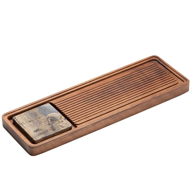 壶桃木乌金石托茶胡盘新中式用办yb03公实木茶盘长方家形排水干泡