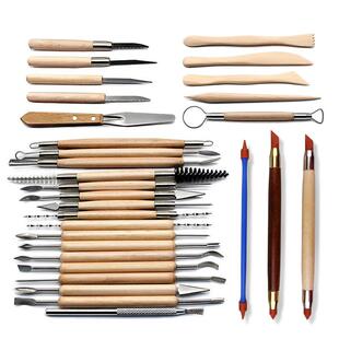 30件陶泥工具雕塑精雕油泥工具雕刻刀软陶粘土泥塑雕塑陶艺工具