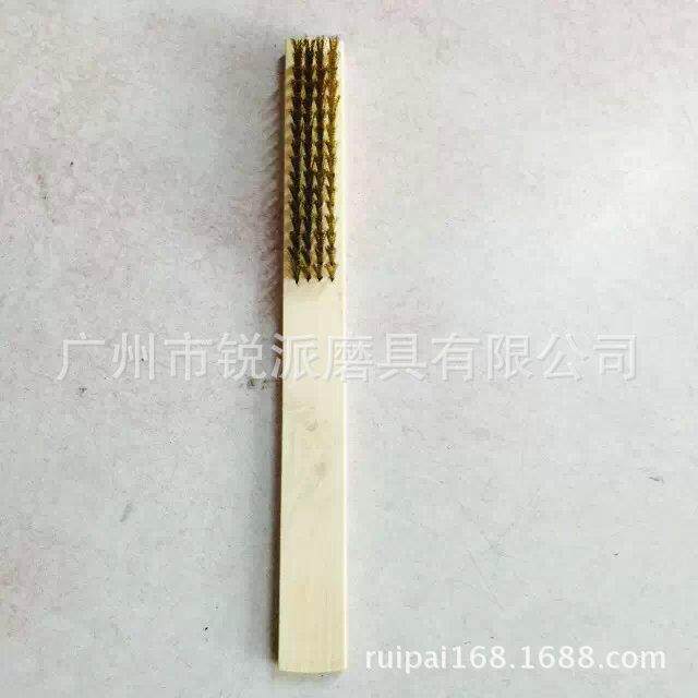 精品铜丝刷金属表面清洁刷木柄铜丝刷手柄刷4行5行60/1箱起卖