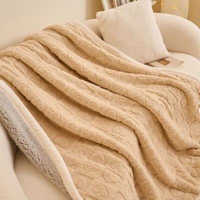 舒棉绒爱心包边+三角针复合毯100x150cm单毛毯爱心-包边款