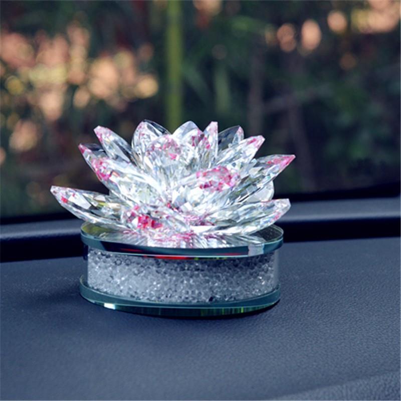汽车水晶莲花摆件创意车载车用内饰用品摆件车家两用饰品