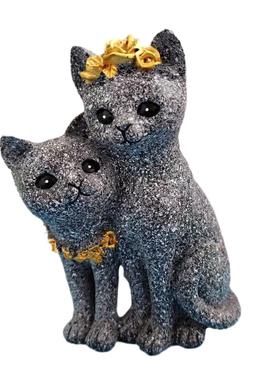 大理石色摆件情侣猫家居玄柜户外园艺装饰情人节树脂工艺摆件