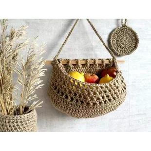 水果吊兜手工编织棉绳麻绳厨房蔬菜收纳篮壁挂式 波西米亚风格