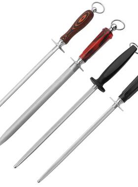 红色花纹扁磨刀棒厂家直销合金钢超细纹磨刀棍红色手柄