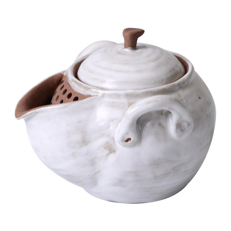粉引陶瓷茶壶单壶家用手抓宝瓶复古功夫茶具带过滤泡茶壶泡茶器