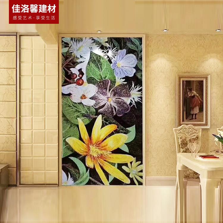 马赛克剪画背景墙马赛克剪画百合花客厅玄关卫生间背景墙拼图