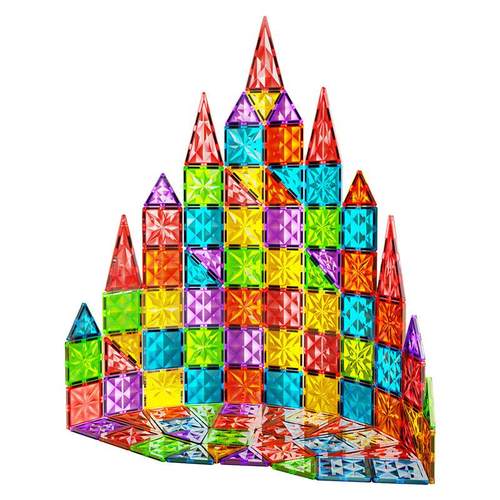 4d钻面彩窗磁力片大号强磁透光益智拼装磁力片积木套装