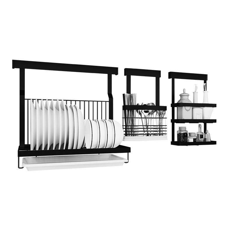黑色不锈钢免钉厨房置物架碗碟沥水架筷子筒刀板架锅盖架,厨房/烹饪用具,抹布架/厨房清洁收纳架,淘宝优惠券,粉丝福利购,淘宝优惠卷