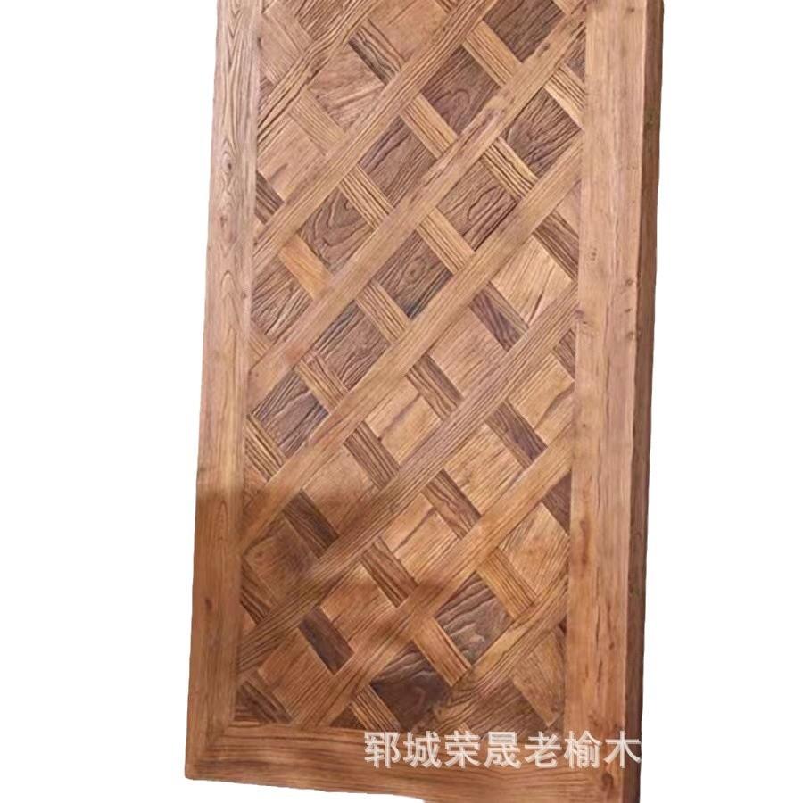 中式老榆木桌椅组合仿古餐厅家具怀旧实木茶台茶桌家用多人餐桌椅