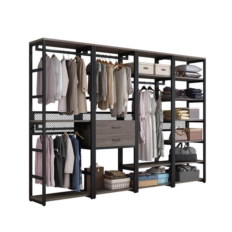 步入式衣柜落地衣架家用简易带抽屉收纳双层组合开放式衣帽间架子,住宅家具,组合衣架,淘宝优惠券,粉丝福利购,淘宝优惠卷