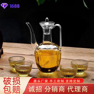仿宋玻璃手执壶瓜楞执壶汤瓶耐高温玻璃家用煮茶壶电陶炉加热 新款