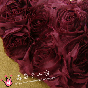 装饰纺织布料 纯色入彩色立体花玫瑰盘花 礼服婚纱盛装蕾丝面料