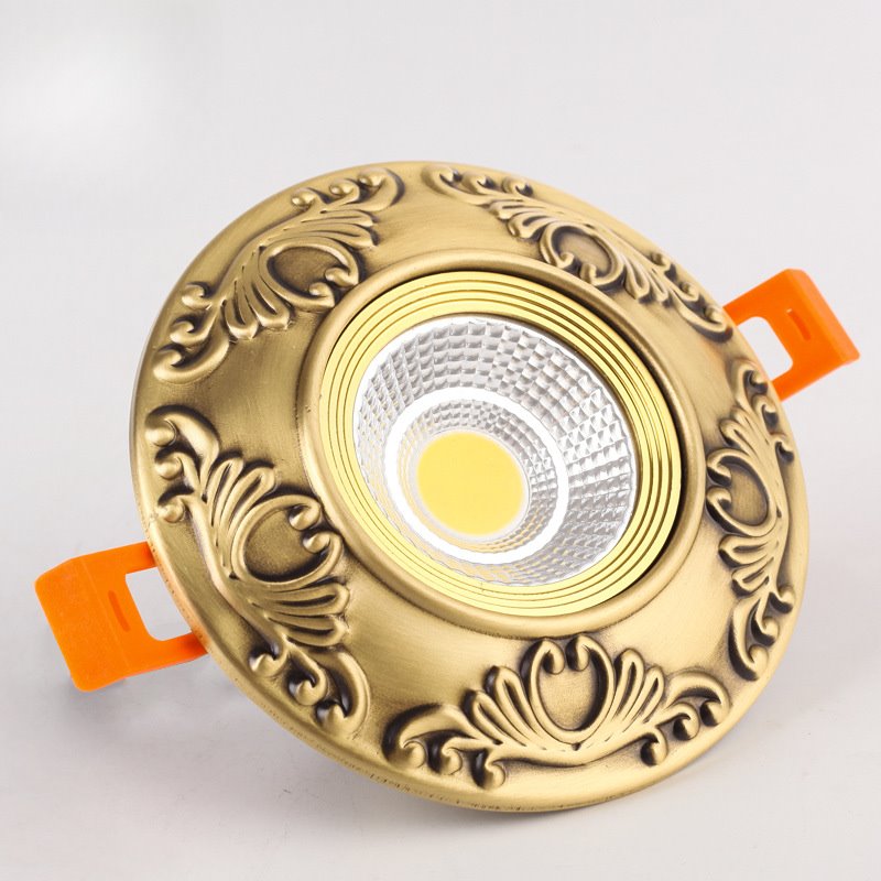 全铜LED射灯客厅天花吊顶3瓦三色嵌入式家用孔灯过道欧式装饰筒灯