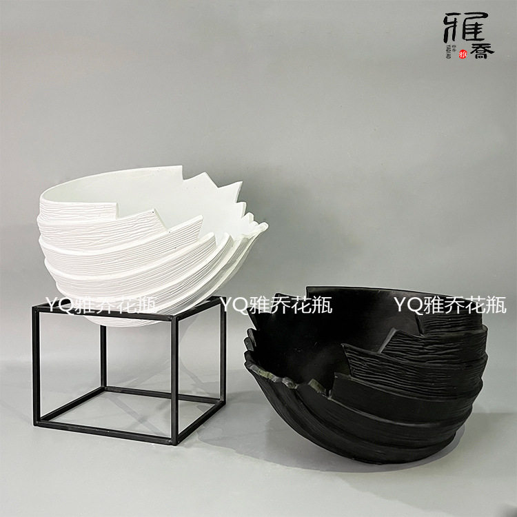 现代创意不规则形树脂花瓶样板间咖啡馆电视柜西餐厅软装花艺摆设