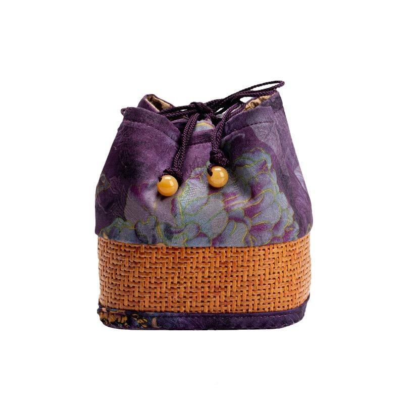 藤古茶纹杯袋中式布复单杯主dat1102人杯收纳包建盏杯包束口棉麻