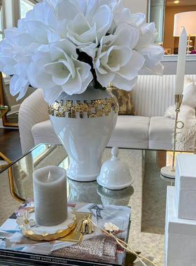 陶瓷轻奢电镀将军罐欧式花插花瓶工艺品摆件玄关软装装饰储物罐