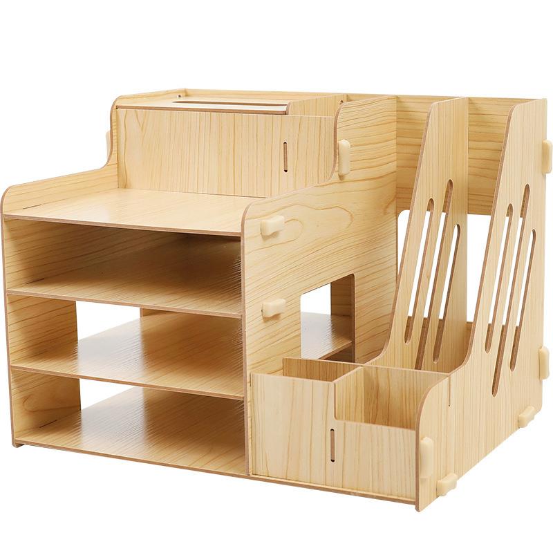 办公室桌面文件筐管理架木质收纳盒整理架抽屉式宿舍书桌置物架