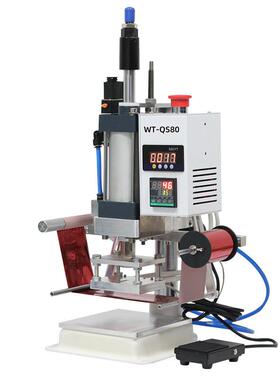 文通QS80小型台式气动烫金压唛机PU皮革木材纸类小LOGO烫印机直销