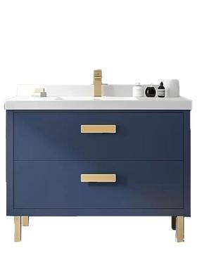电商美式PVC浴室柜现代简约风格蓝色BathroomVanity外贸厂家