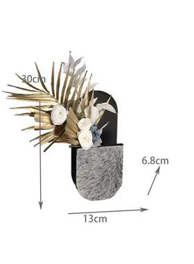 新中式轻奢马毛皮革金属几何花器样板间售楼处酒店客厅花瓶摆件