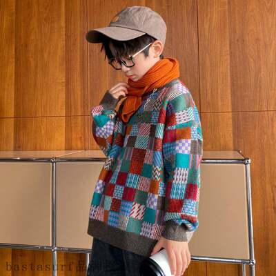 极速2021 autumn winter new boys Korean casual color checker