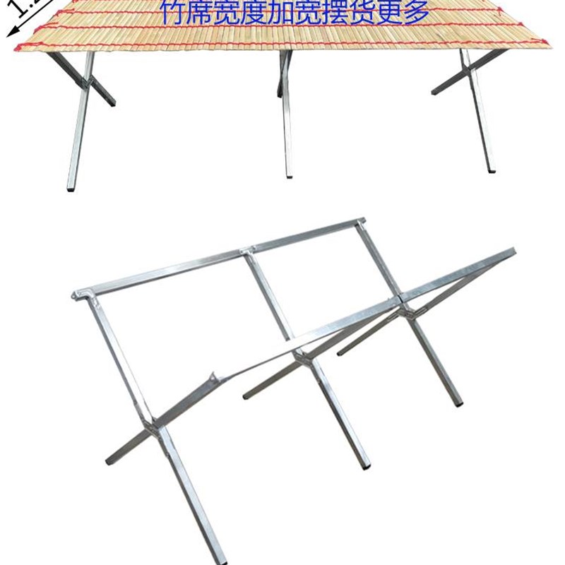 夜市2米竹蓆地摊货架摆摊摺叠竹片摆地摊桌3米竹布地摊架子摆货架