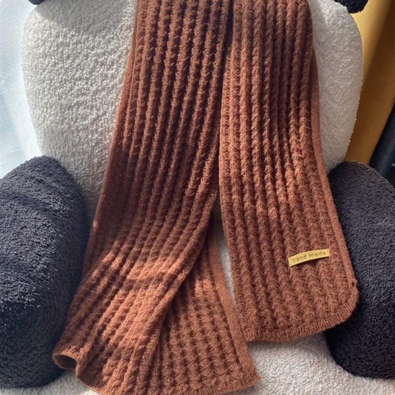 2022新款软糯百搭韩版针织毛线纯色围巾女秋冬季学生加厚情侣围脖