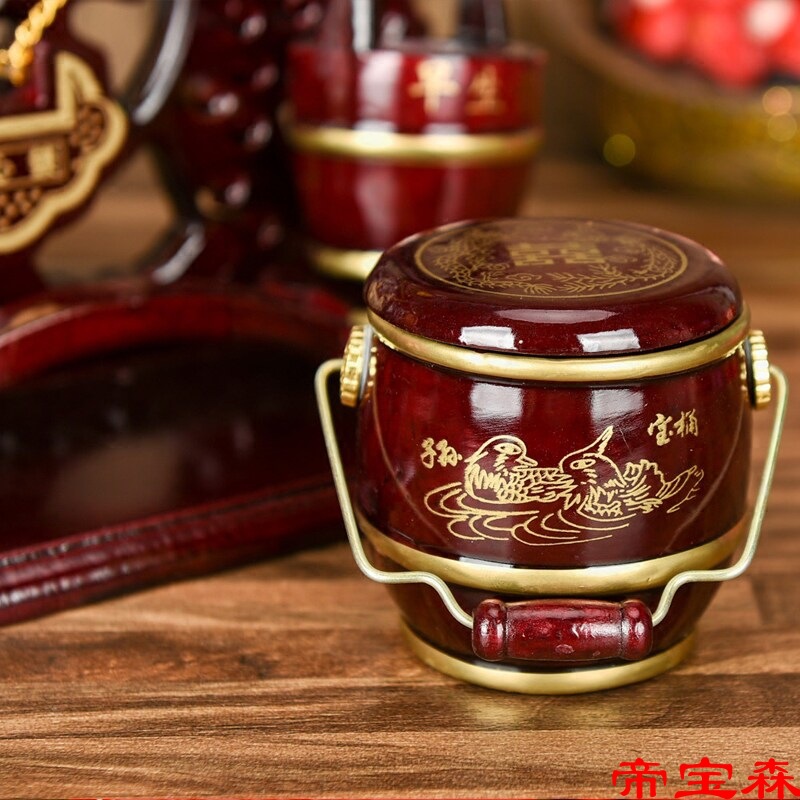 T结婚子孙桶三件套装称心如意摆件备婚庆用品大全新娘陪嫁娘家嫁