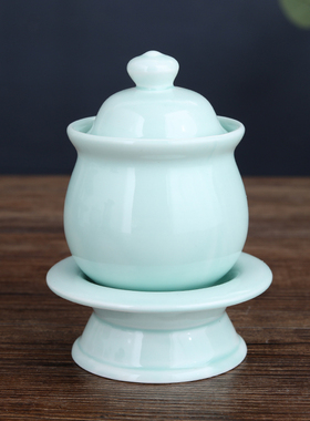 陶瓷供佛香炉家用供奉观音莲花供水杯佛堂佛前供果盘花瓶佛具用品