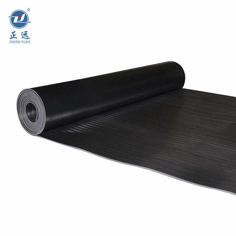 正远10kV5mm厚黑色条纹防滑1米*10米/卷绝缘橡胶垫配电室高压胶板