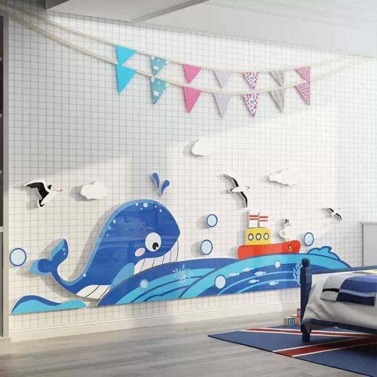 儿童游戏区房间布置装饰品海洋风环创主题文化背景墙面贴纸幼儿园