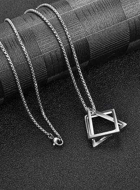 新品Fashion Simple Geometric Interlocking Pendant Necklace f