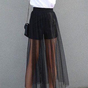Sexy See Waist High Solid Skirts Mesh through Fashion New