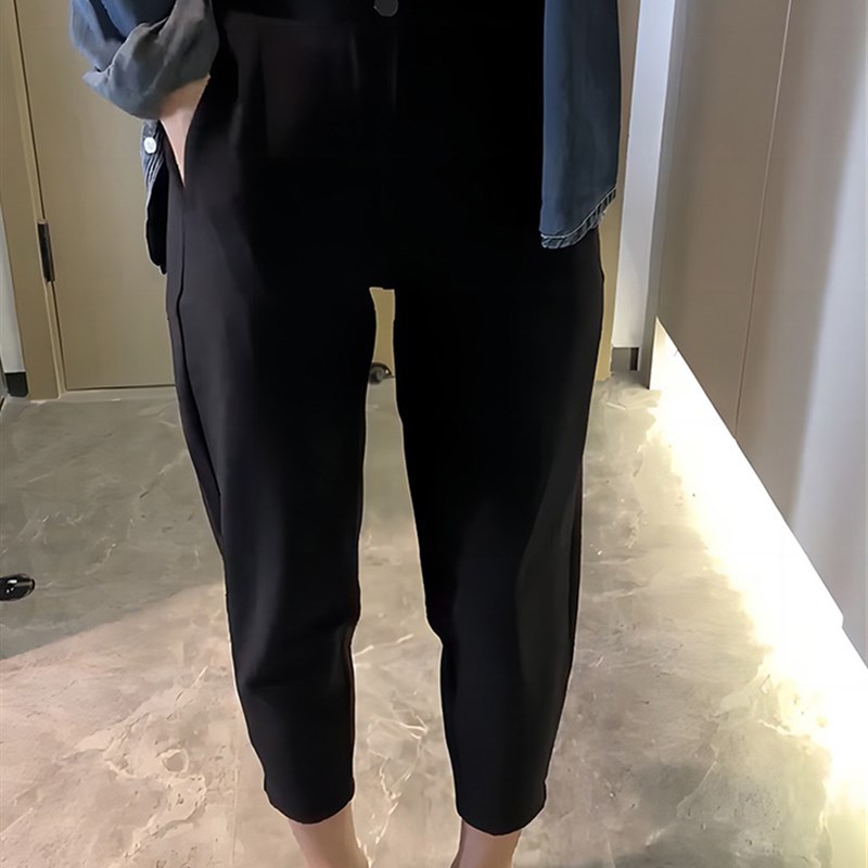 九分西装休闲裤子大码女装春夏季新款欧货高腰显瘦宽松弹力萝卜裤