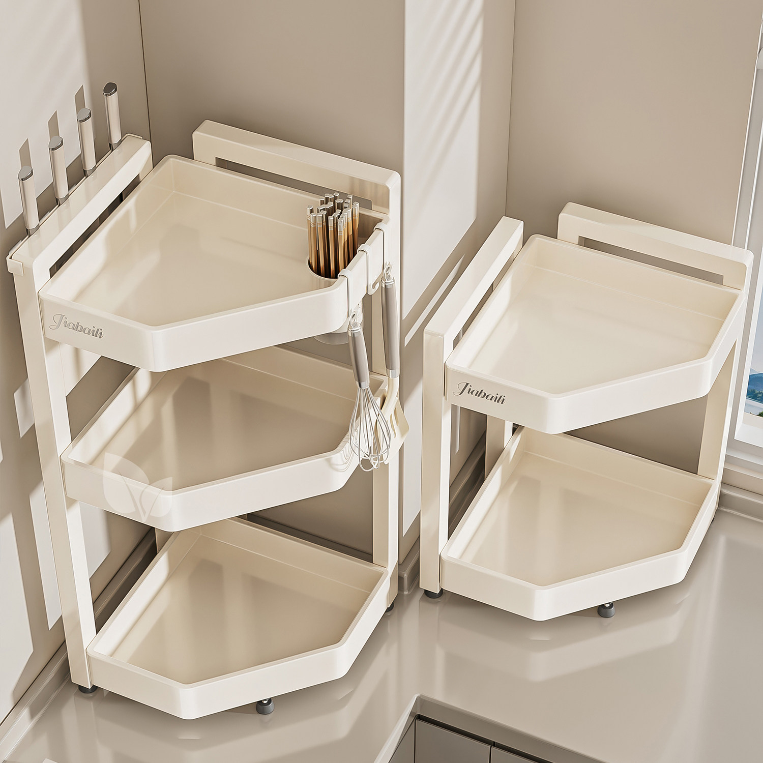 厨房三角架置物架调料架台面多功能厨房放盐油转角多层家用收纳盒,厨房/烹饪用具,调料置物架,淘宝优惠券,粉丝福利购,淘宝优惠卷