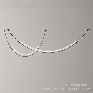 2023设计师线条餐厅灯现代简约个性 饰吊灯 客厅吧台展厅样板间装
